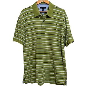 Vintage Tommy Hilfiger Polo Shirt Mens XXL Tall? Green Striped Preppy Old Money